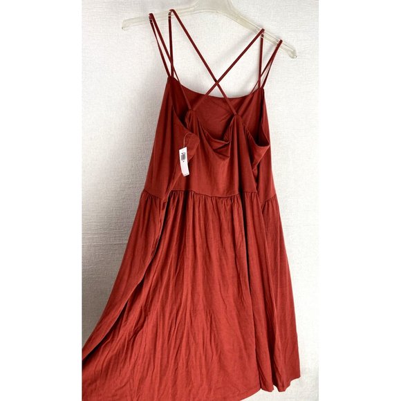 Old Navy  Fit & Flare Cami Mini Cross Cross Back Dress XXL red Pockets not NWT - Picture 5 of 9